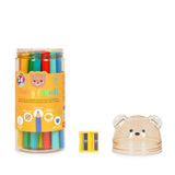 Set de 24 crayons de couleur avec taille crayon- teddy friends