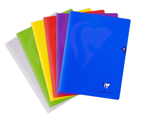 Cahier piqûre polypro 96 pages petits carreaux 24x32